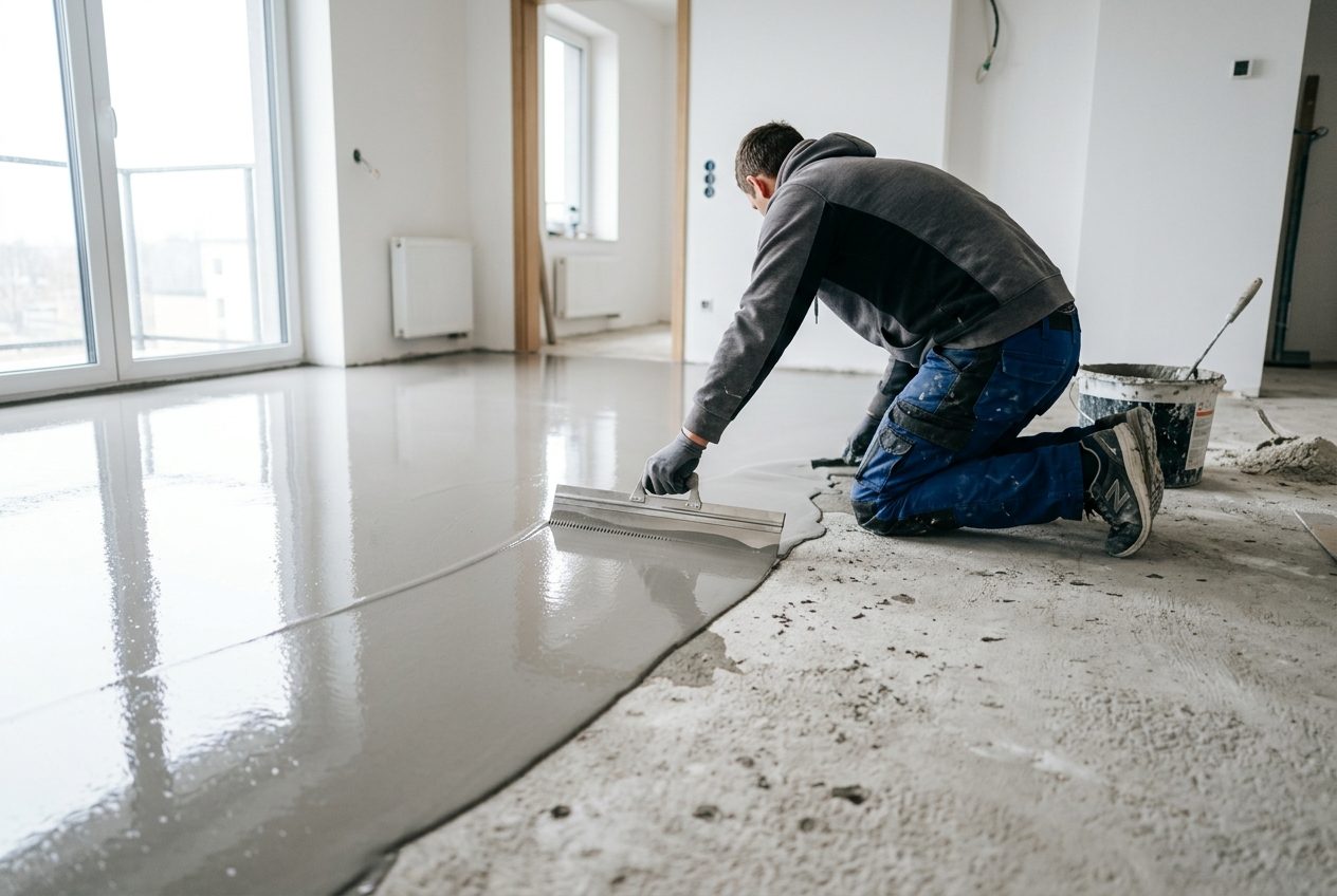 Voorbereiding van een dekvloer voor een naadloze vloer