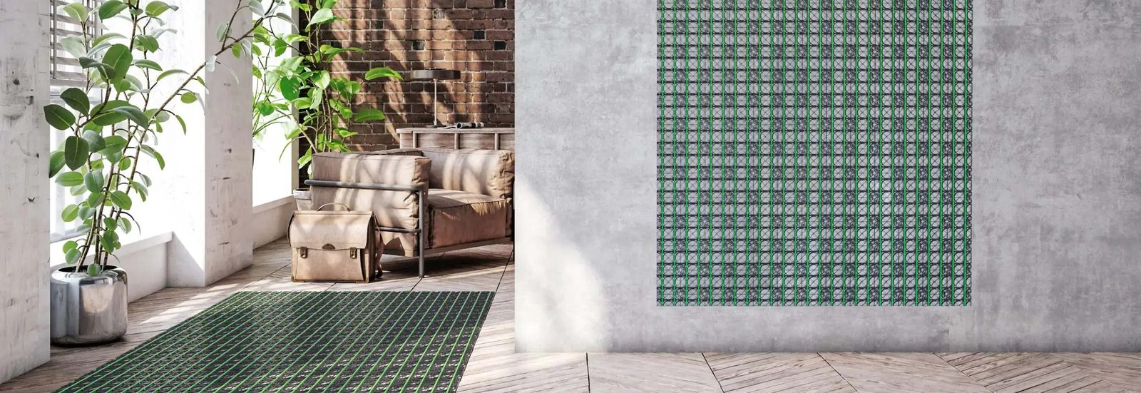 Woonkamer met vloerverwarming onder de afwerkvloer